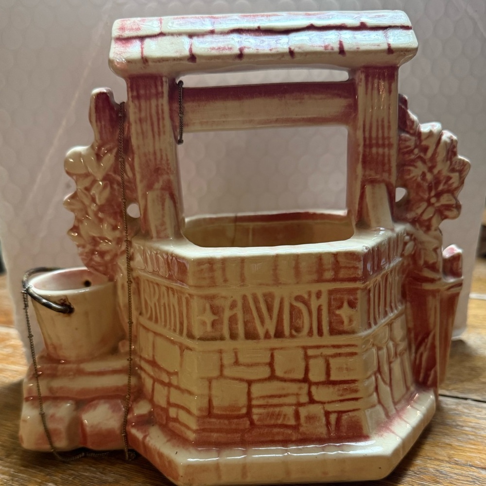 RARE MCCOY WISHING WELL PLANTER ROSE “OH WISHING WELL GRANT A WISH TO ME”